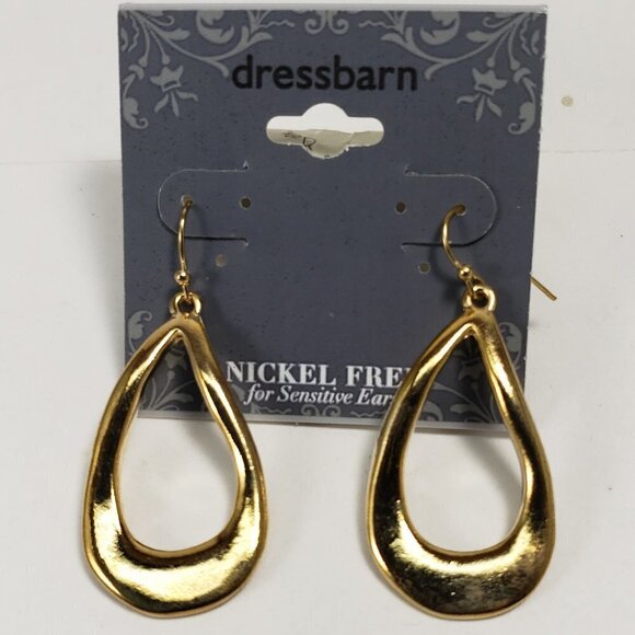 2/$30 Gold tone Melting Hoop Design Drop Earrings - Women's Fashion Jewelry - Picture 6 of 8